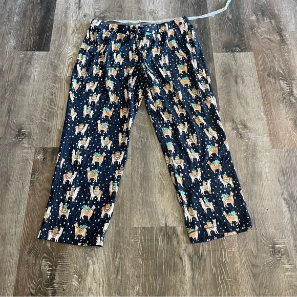 NEW Fat Face Festive Navy Pajama Pants with Llama Print, Women’s Size 12 - Picture 1 of 12